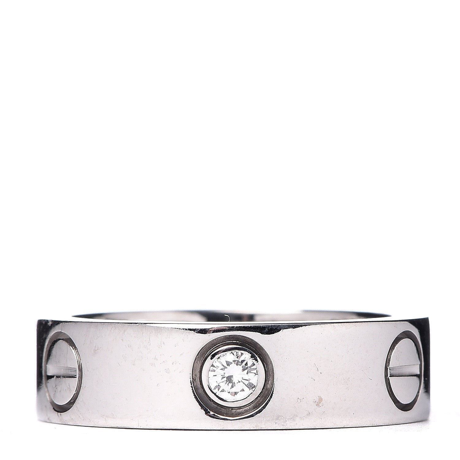 Cartier 18K White Gold 3 Diamond 5.5mm LOVE Ring 52 6 1 of 6