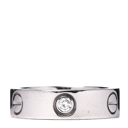 Cartier 18K White Gold 3 Diamond 5.5mm LOVE Ring 52 6 1 of 6