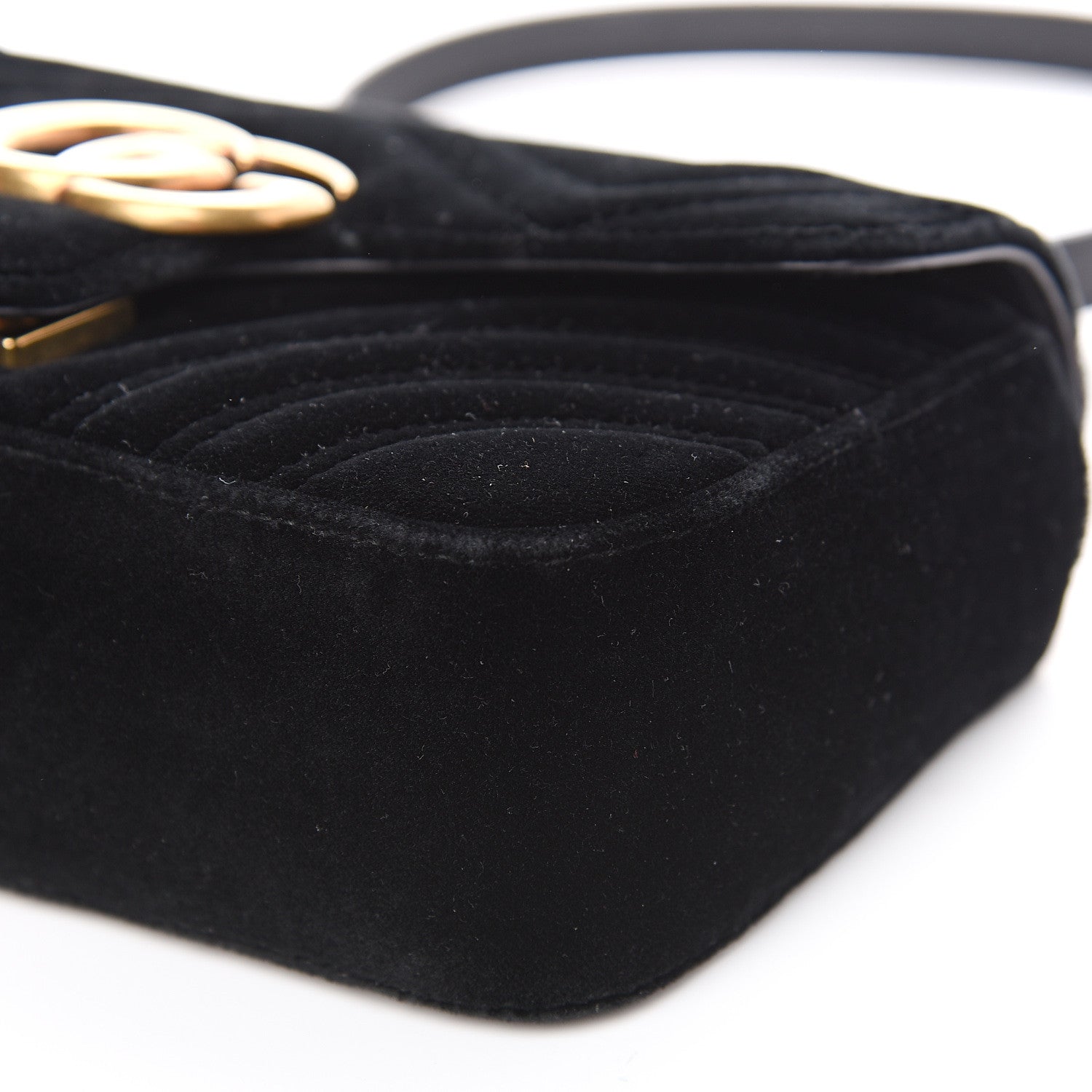Gucci Velvet Matelasse Mini GG Marmont Shoulder Bag Black 11 of 11