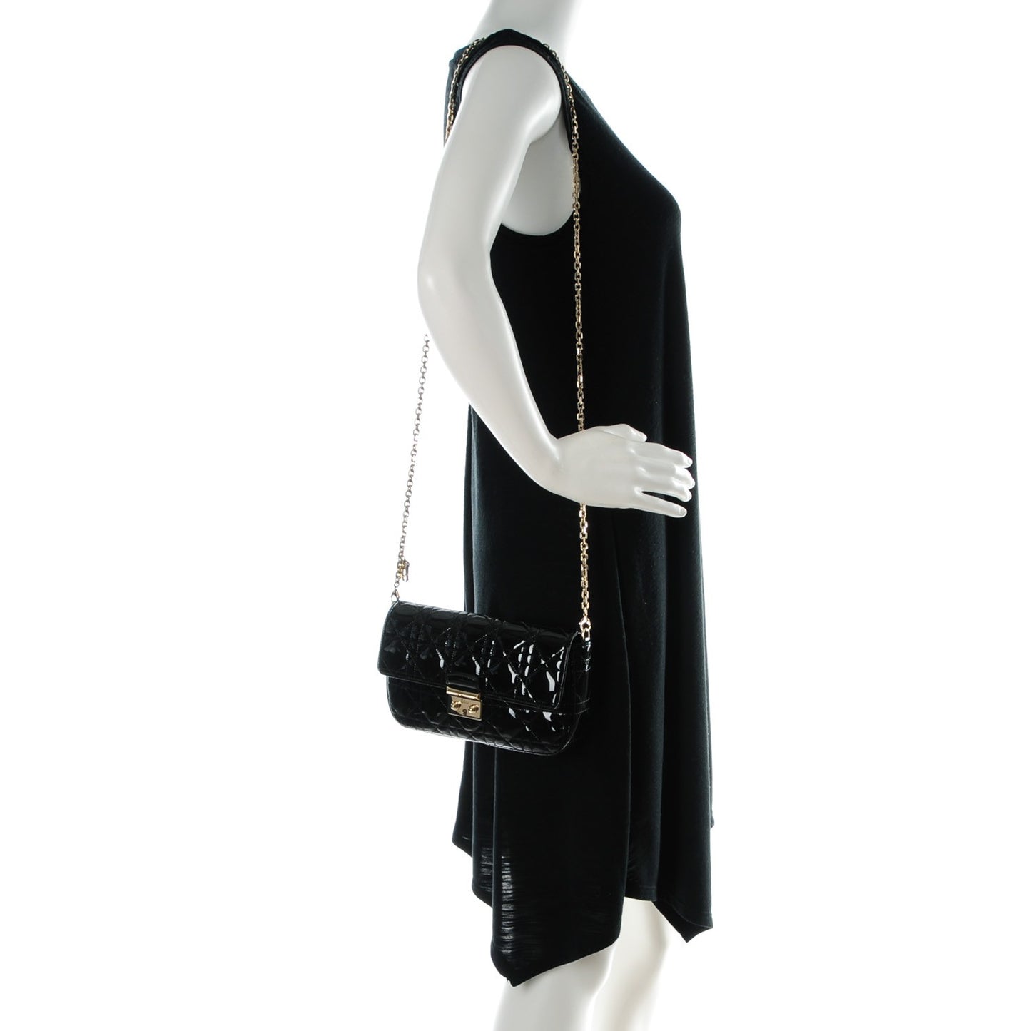 Patent Cannage Miss Dior Promenade Pouch Black