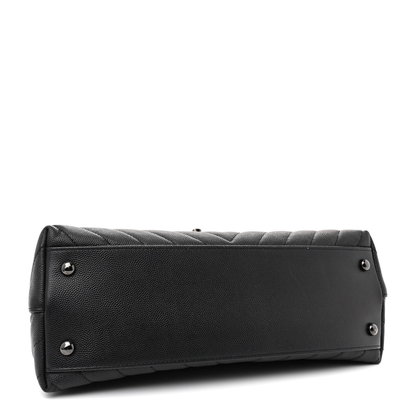 Caviar Chevron Quilted Small Coco Handle Flap So Black