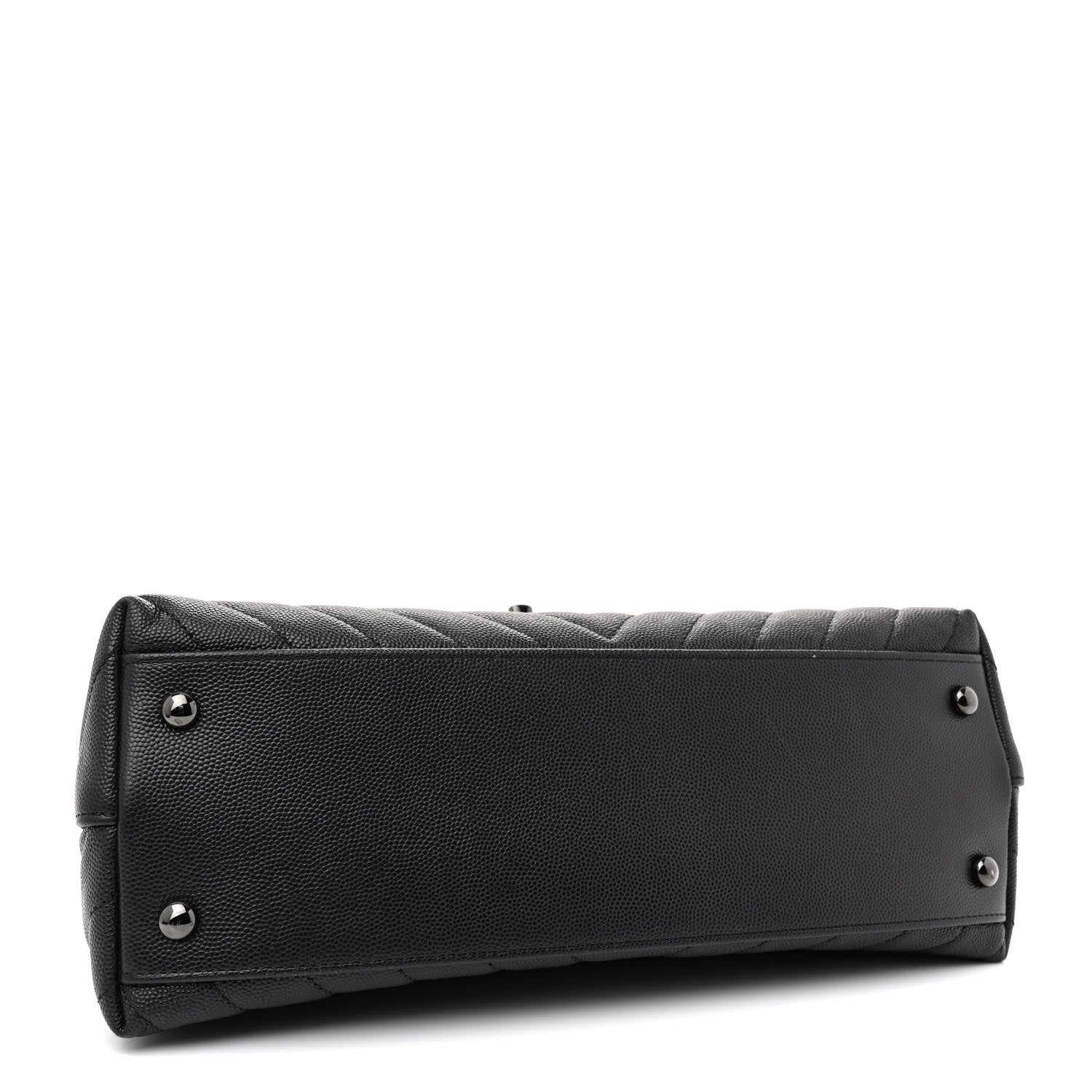 Chanel Caviar Chevron Quilted Small Coco Handle Flap So Black 4 of 11