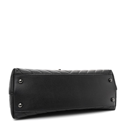 Chanel Caviar Chevron Quilted Small Coco Handle Flap So Black 4 of 11