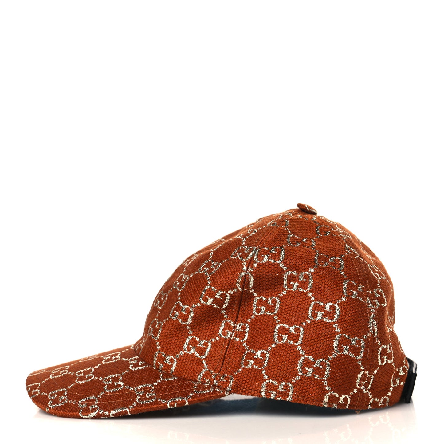 Canvas Lame GG Monogram Rush Baseball Hat S Burnt Orange Silver