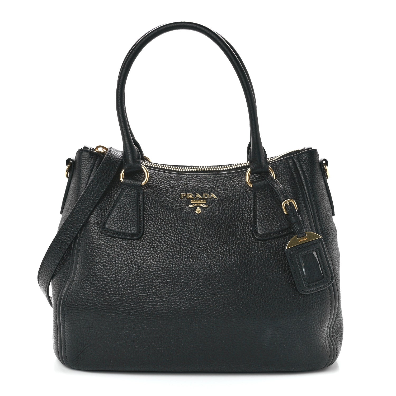Prada Vitello Phenix Shoulder Bag Black 1 of 12