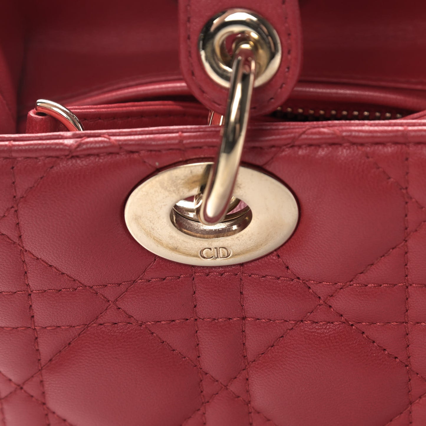 Lambskin Cannage Medium Lady Dior Red