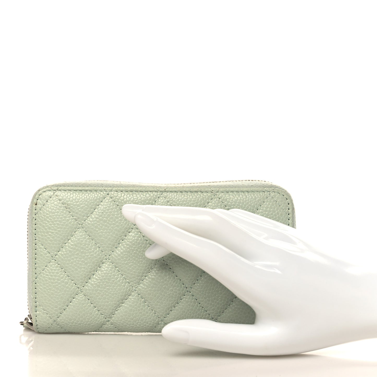 Caviar Quilted Small Zip Around Wallet Light Green