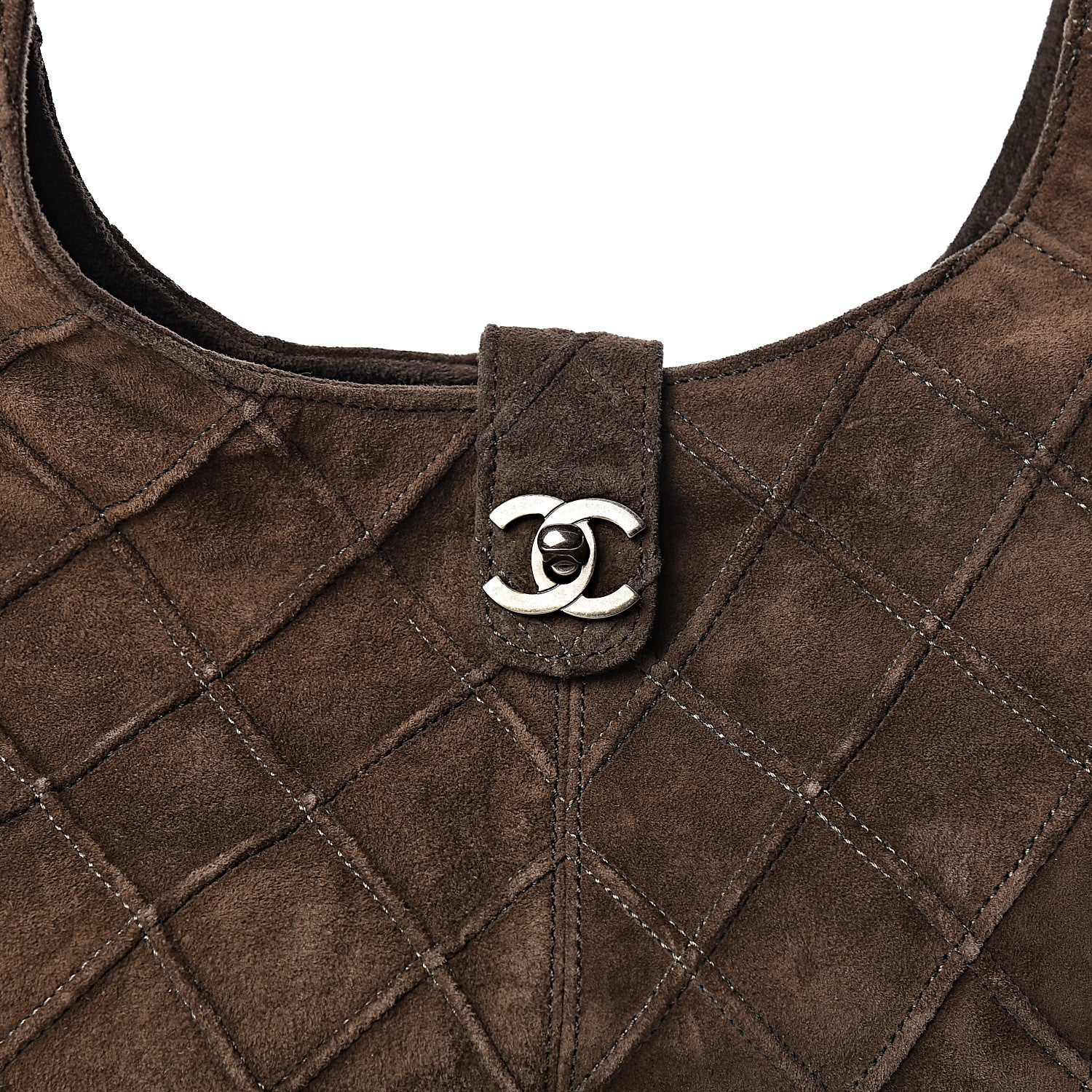 Chanel Suede Stitched Hobo Brown 8 of 11