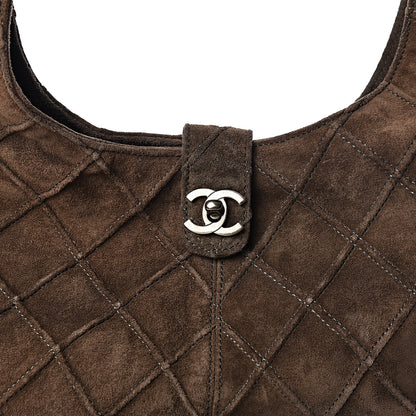 Chanel Suede Stitched Hobo Brown 8 of 11