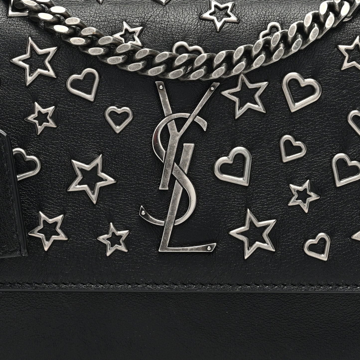 Calfskin Stars and Hearts Medium Monogram Sunset Black