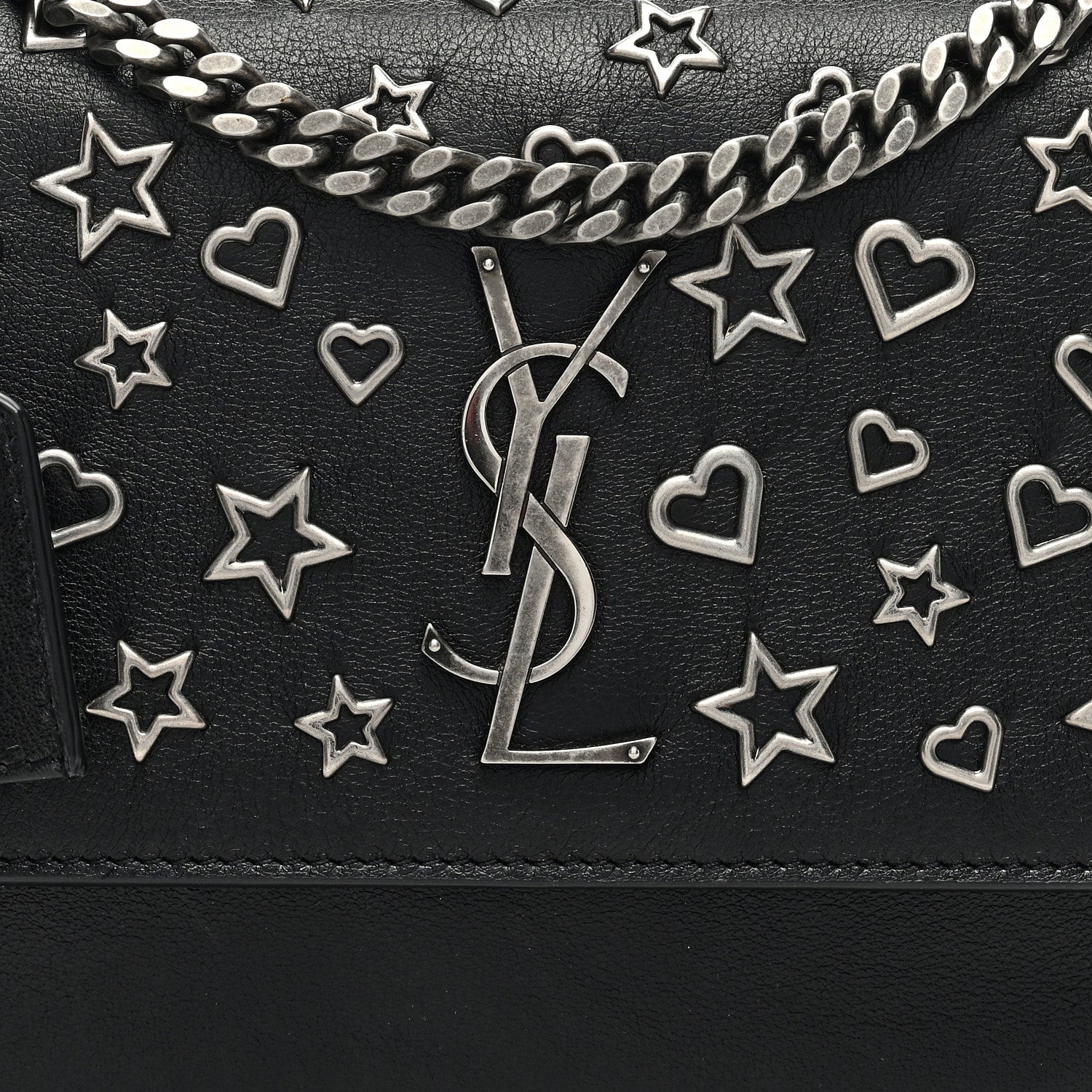 Saint Laurent Calfskin Stars and Hearts Medium Monogram Sunset Black 7 of 9