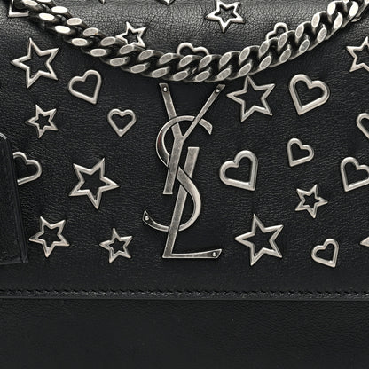Saint Laurent Calfskin Stars and Hearts Medium Monogram Sunset Black 7 of 9