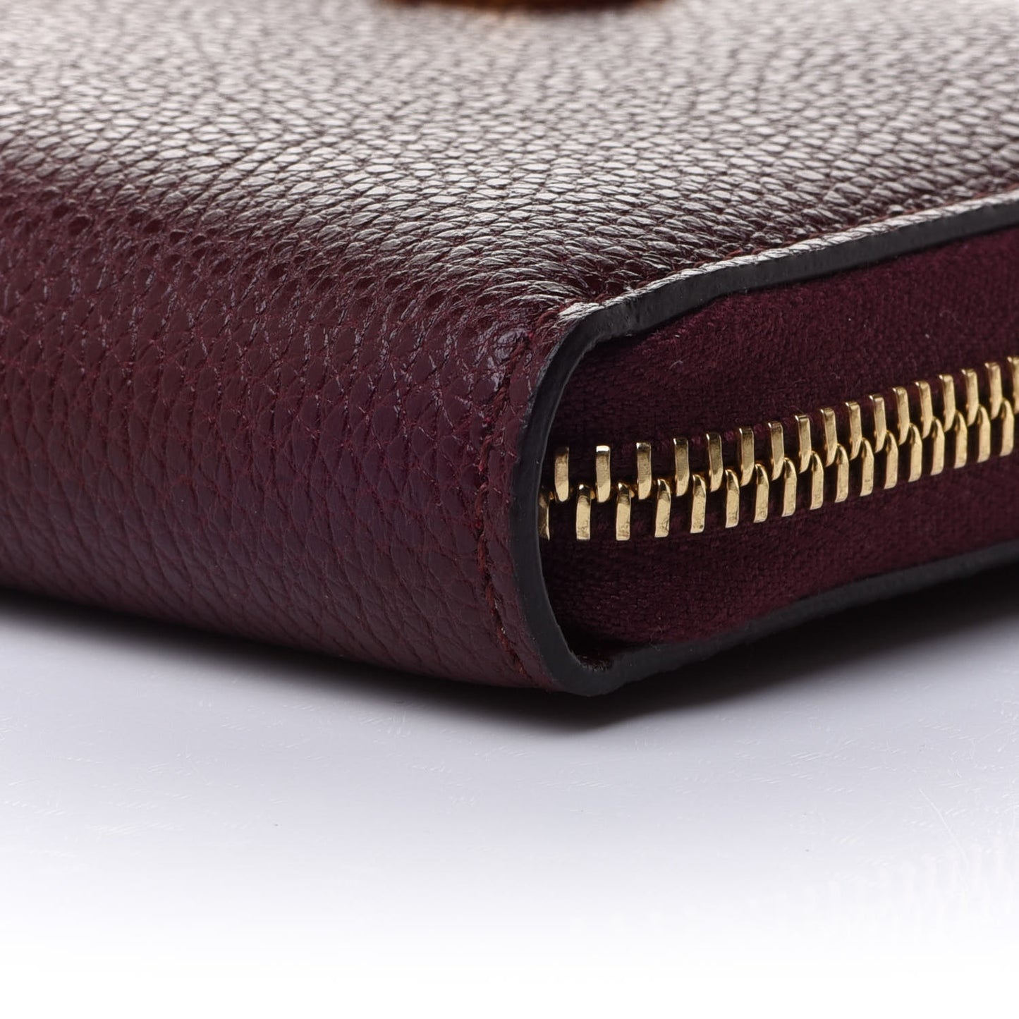 Grainy Calfskin Zumi Zip Around Wallet Vintage Bordeaux