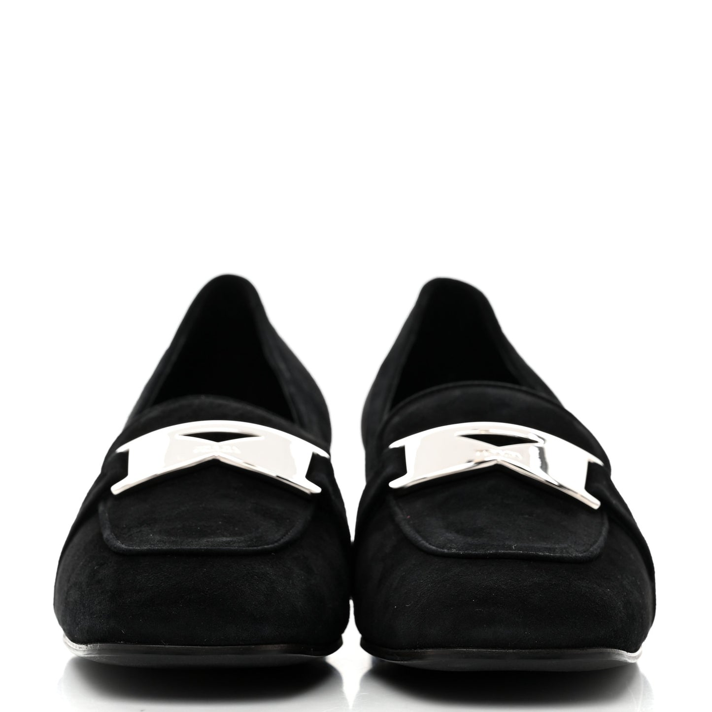 Camoscio Metal Triangle Logo Loafers 37.5 Black