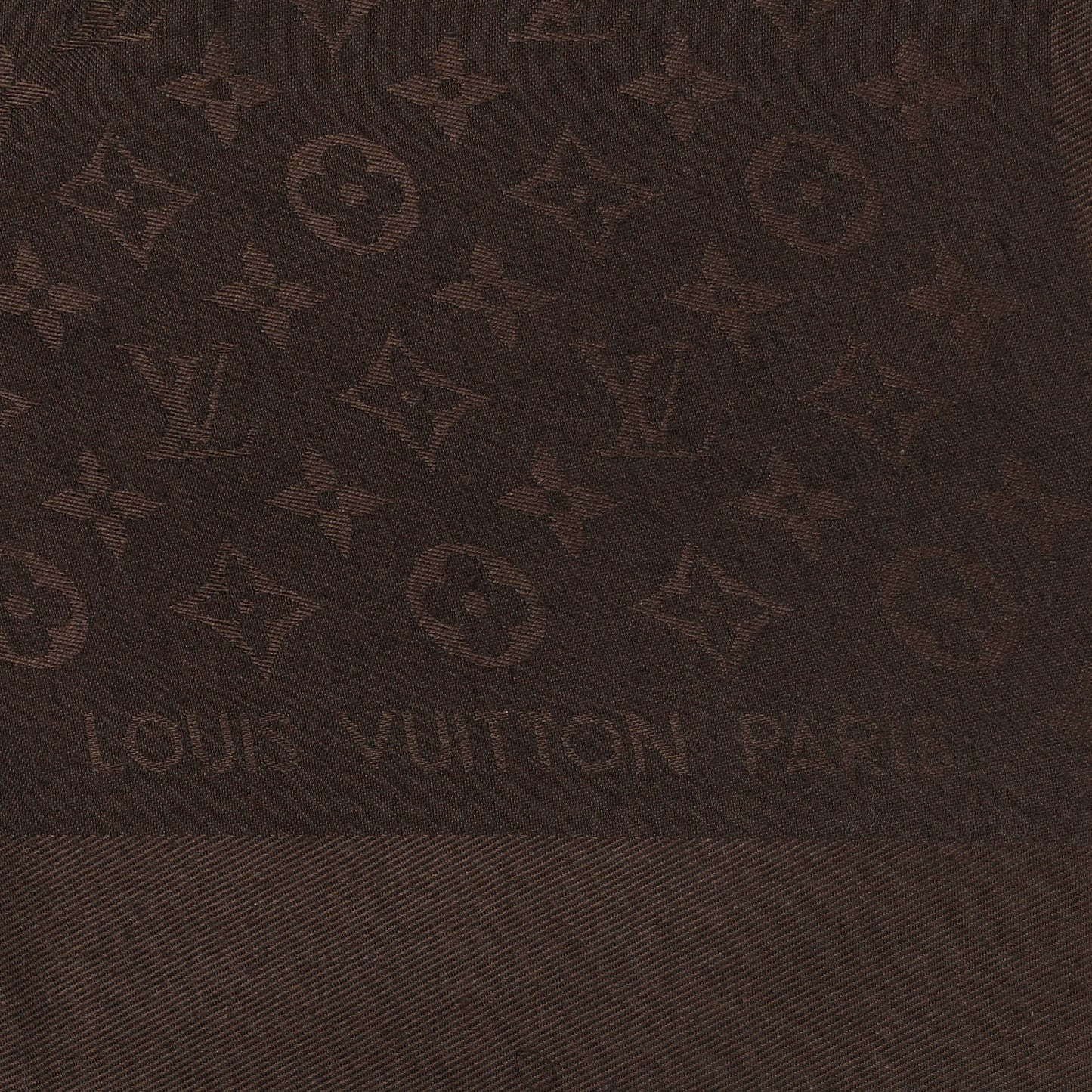 Silk Wool Monogram Shawl Brown