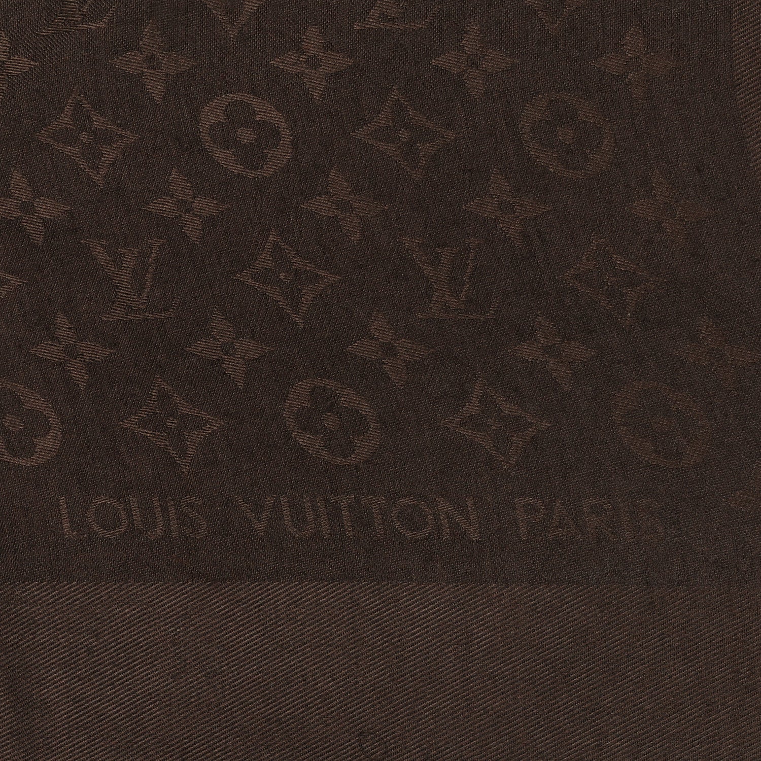 Louis Vuitton Silk Wool Monogram Shawl Brown 2 of 3