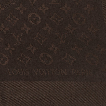 Louis Vuitton Silk Wool Monogram Shawl Brown 2 of 3