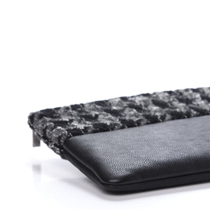 Chanel Caviar Tweed Quilted Medium Cosmetic Pouch Black 6 of 10