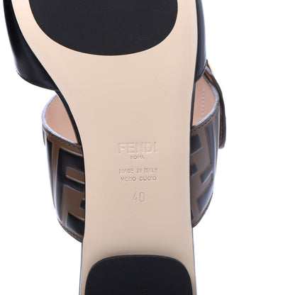 Fendi Vitello FF Embossed Buckle Flat Mules 40 Maya Black 6 of 7