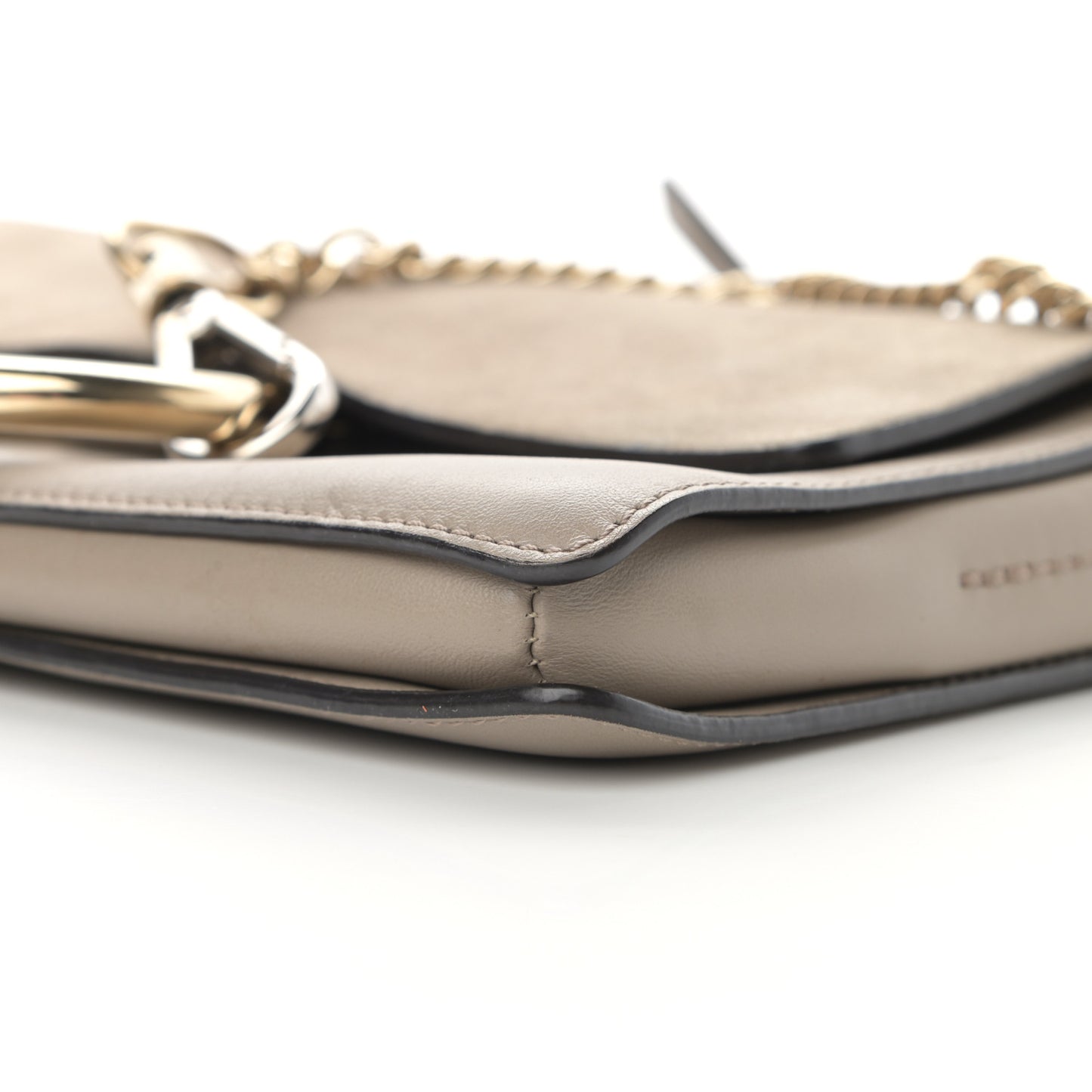 Suede Calfskin Small Faye Shoulder Bag Motty Grey