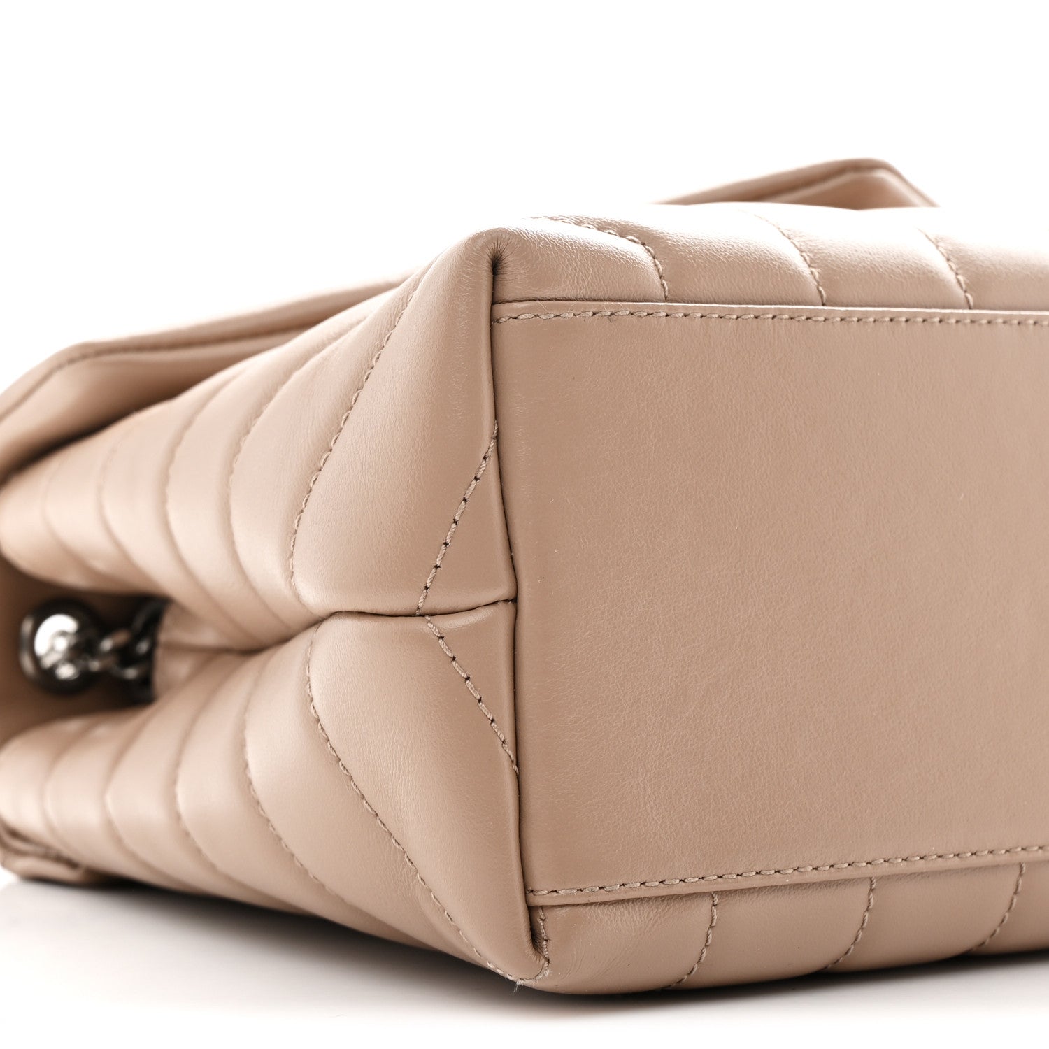 Saint Laurent Calfskin Y Quilted Monogram Small Loulou Chain Satchel Dark Beige 10 of 11
