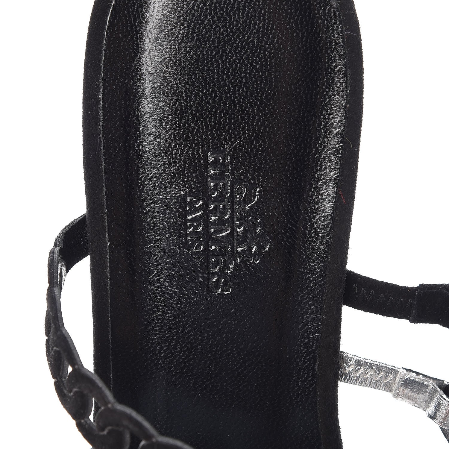 Hermes Metallic Nappa Suede Goatskin Nude Sandals 38.5 Argent Black 6 of 8