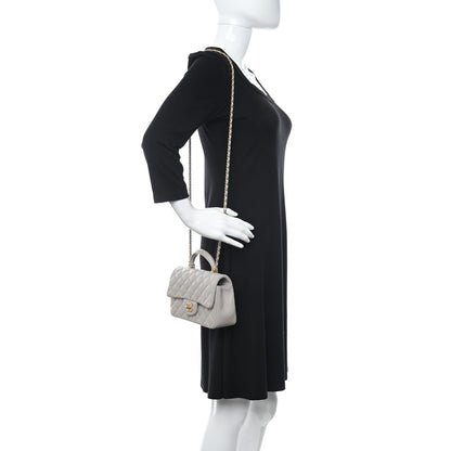 Chanel Lambskin Quilted Mini Top Handle Rectangular Flap Grey 2 of 8