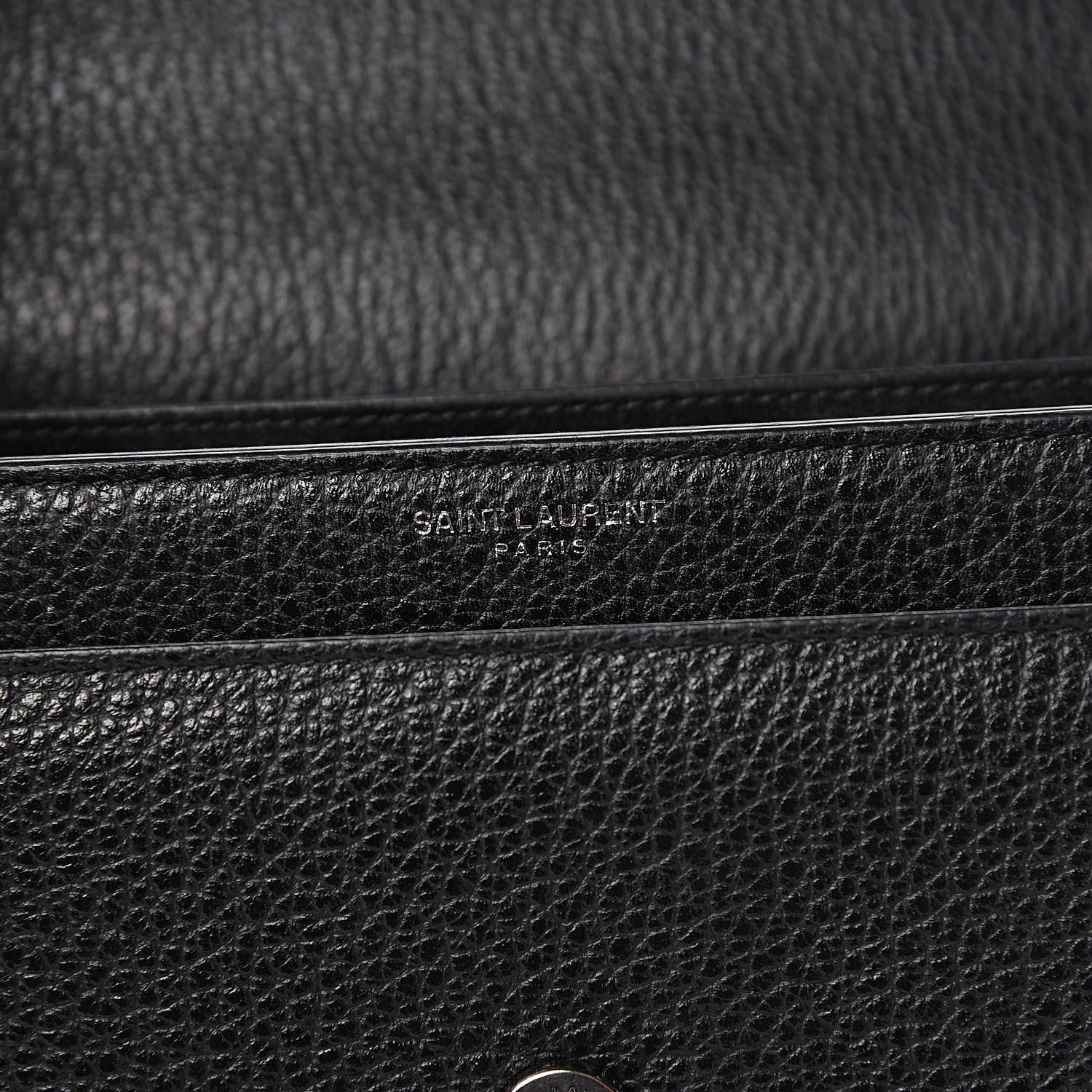 Saint Laurent Grained Calfskin Medium Monogram Sunset Satchel Black 8 of 13