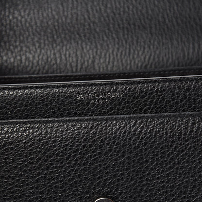 Saint Laurent Grained Calfskin Medium Monogram Sunset Satchel Black 8 of 13