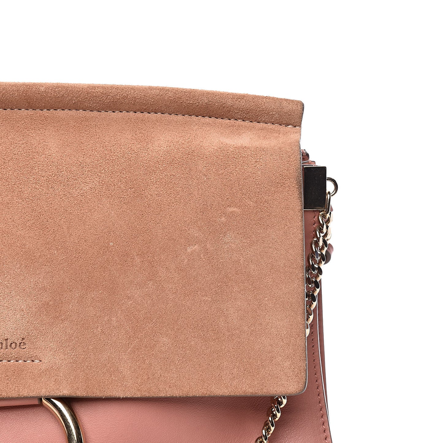 Calfskin Suede Medium Faye Shoulder Bag Nougat