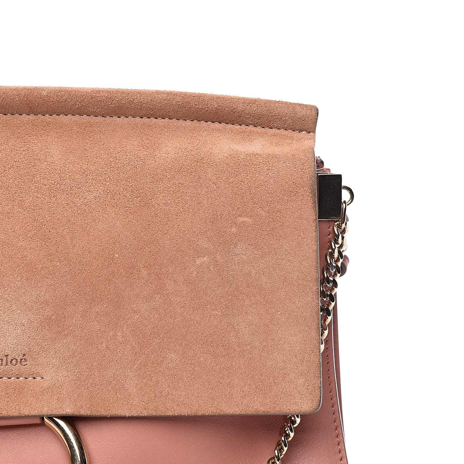 Chloe Calfskin Suede Medium Faye Shoulder Bag Nougat 8 of 12