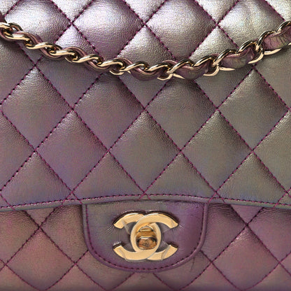 Chanel Iridescent Lambskin Quilted Medium Double Flap Purple 8 of 12