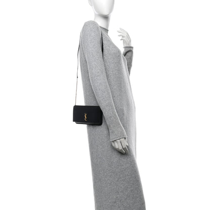 Saint Laurent Grained Calfskin Monogram Phone Holder Crossbody Black 2 of 12