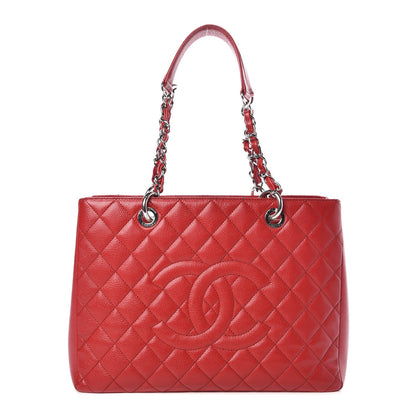 Chanel Caviar Quilted Grand Shopping Tote GST Red 1 of 12