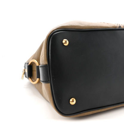 Saint Laurent Calfskin Snakeskin Oversized Muse Satchel Black Beige 8 of 9