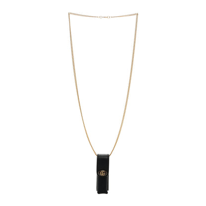 Gucci Textured Dollar Calfskin Enamel GG Lipstick Holder Necklace Black 2 of 5