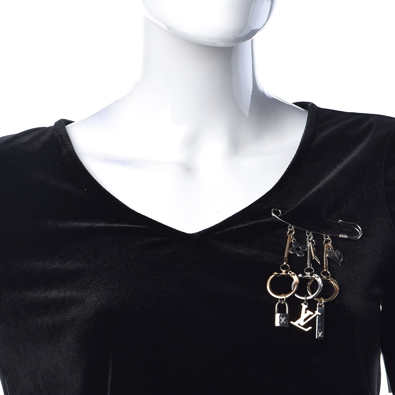 Louis Vuitton Charm Safety Pin Brooch Silver 2 of 3
