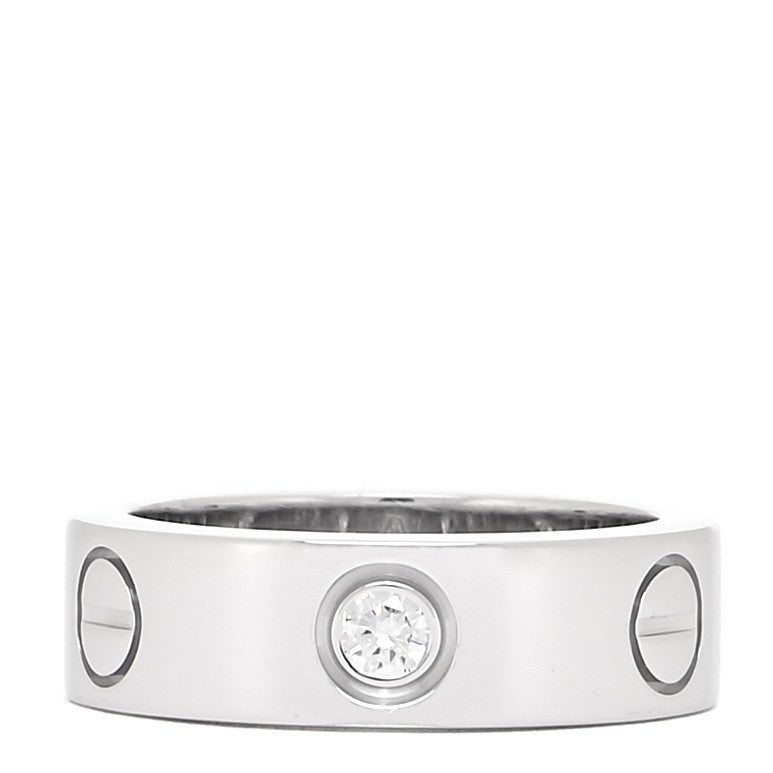 18K White Gold 3 Diamond 5.5mm LOVE Ring 48 4.5