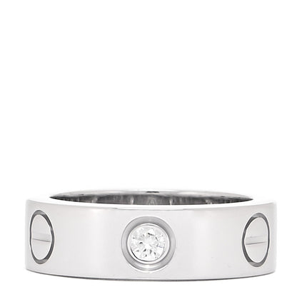 Cartier 18K White Gold 3 Diamond 5.5mm LOVE Ring 48 4.5 1 of 5