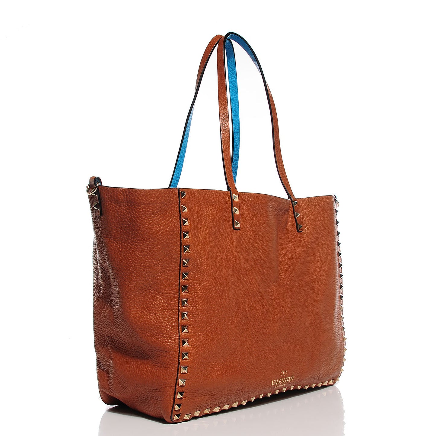 Grained Calfskin Medium Rockstud Reversible Tote Parrot Light Cuir