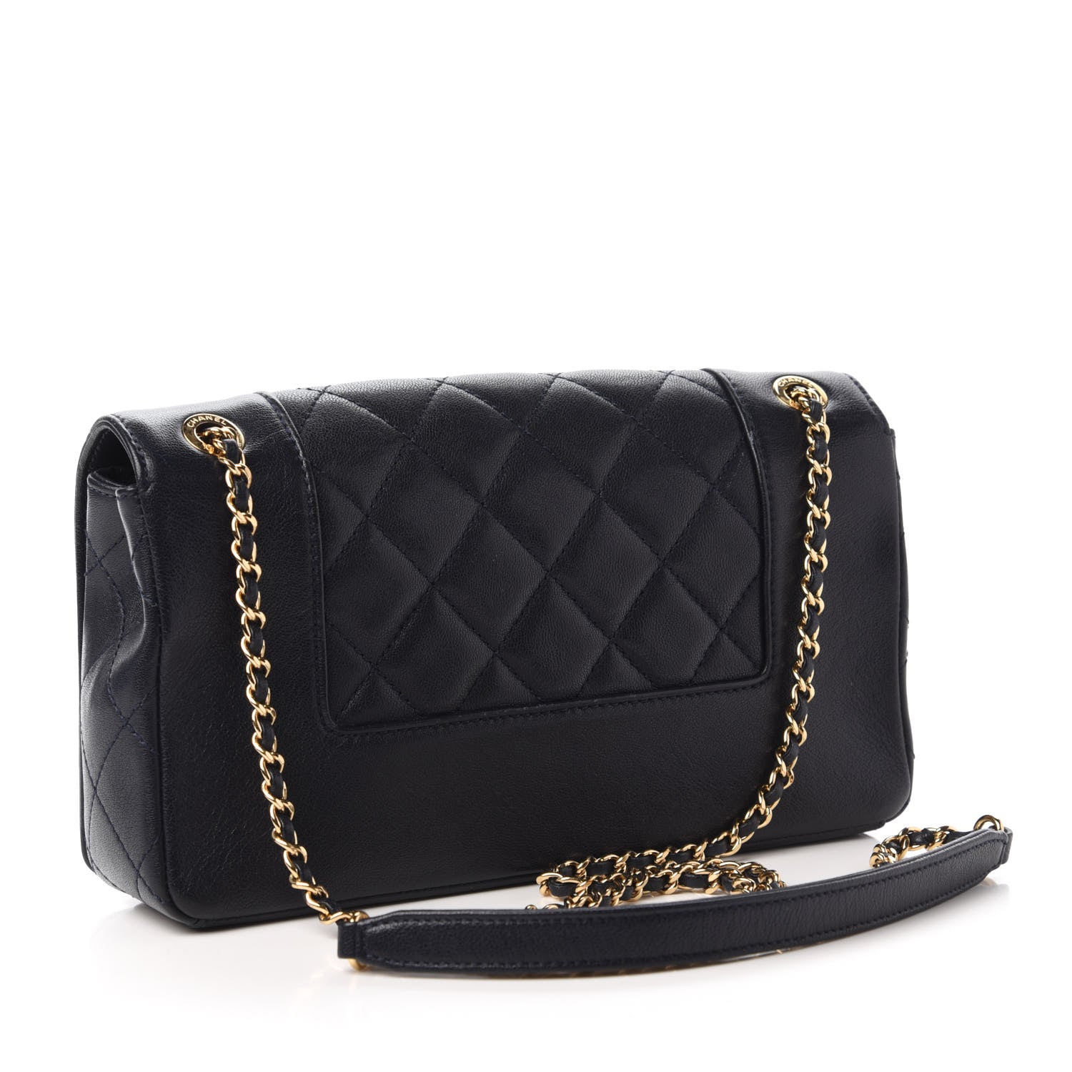 Chanel Sheepskin Quilted Medium Vintage Mademoiselle Flap Dark Navy 4 of 11