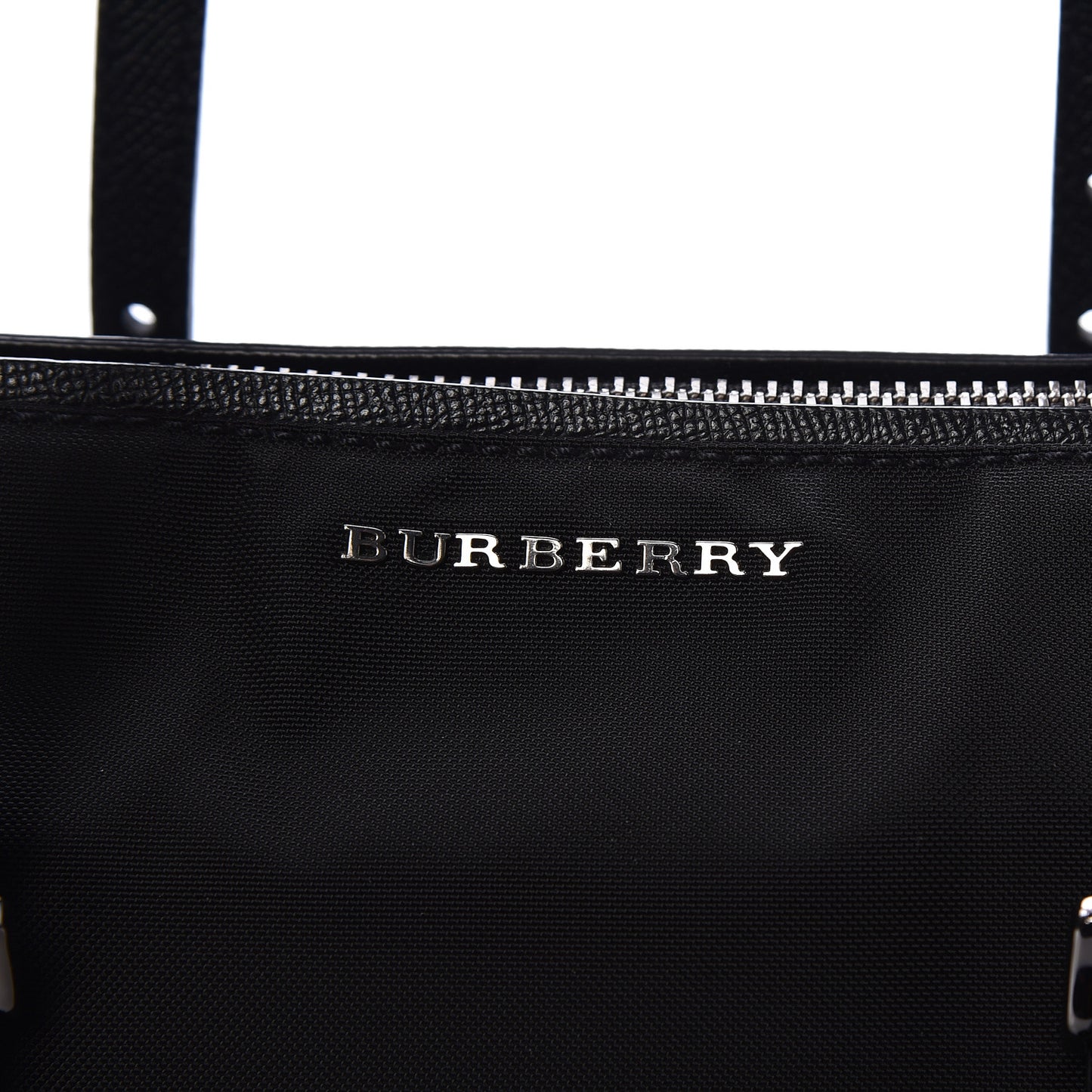 London Grainy Calfskin Nylon Small Tote Black