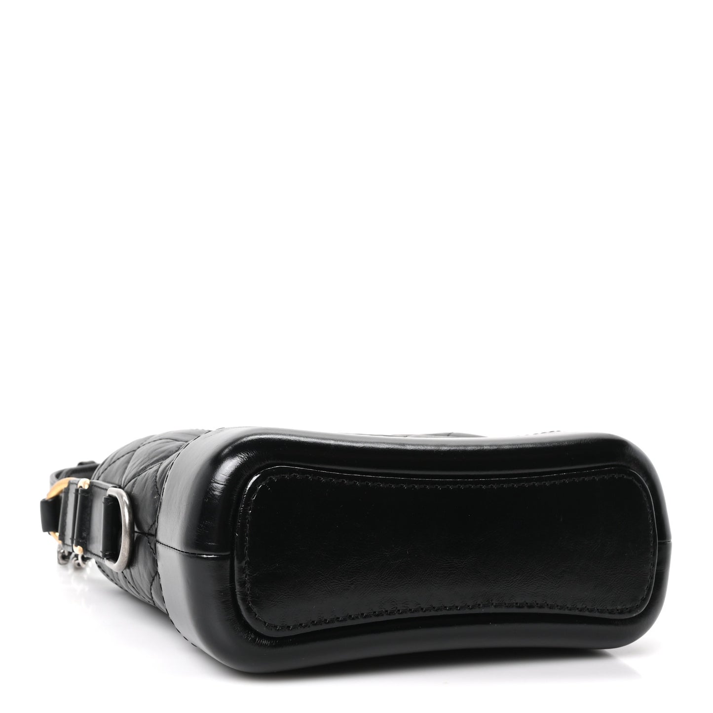 Aged Calfskin Quilted Small Gabrielle Logo Hobo Black