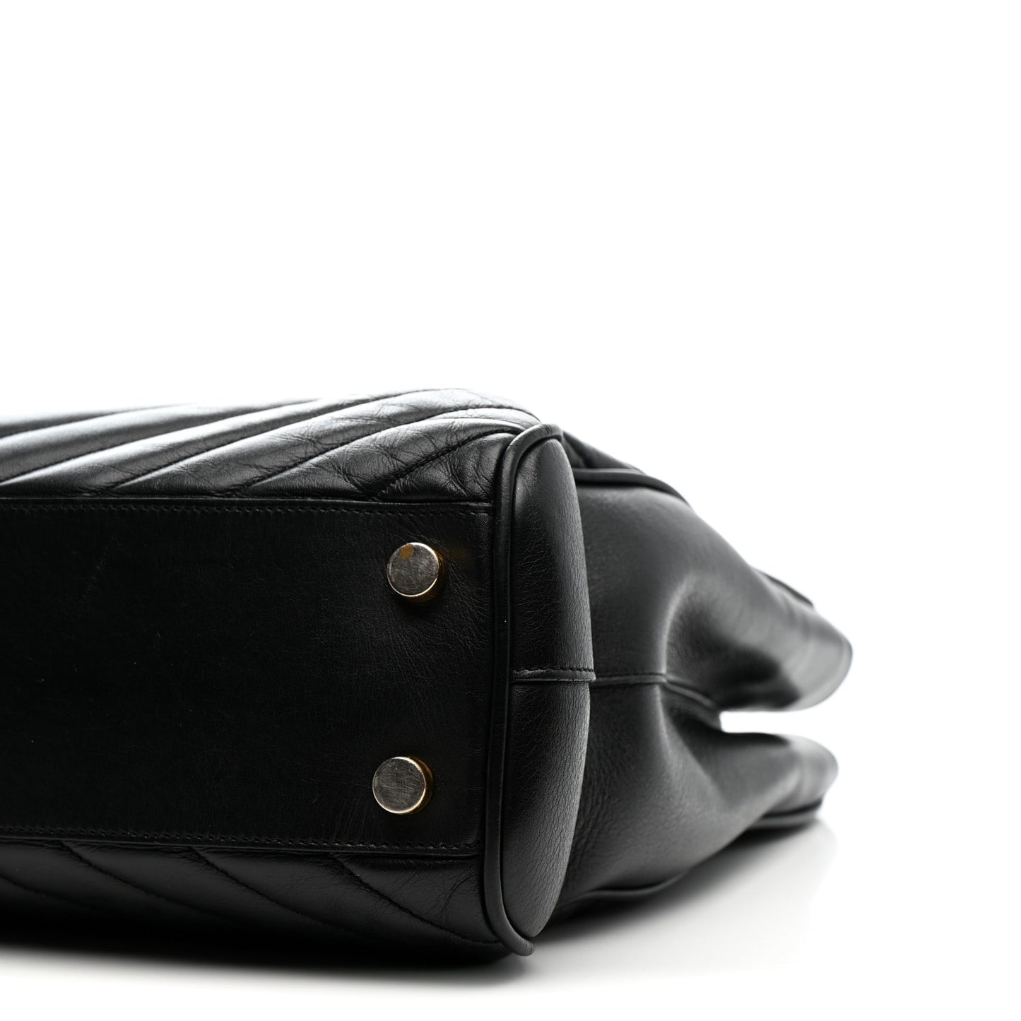 Smooth Calfskin Matelasse Chevron Monogram Shopping Bag Black