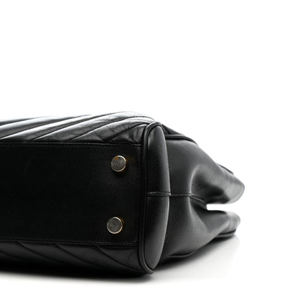 Saint Laurent Smooth Calfskin Matelasse Chevron Monogram Shopping Bag Black 13 of 14