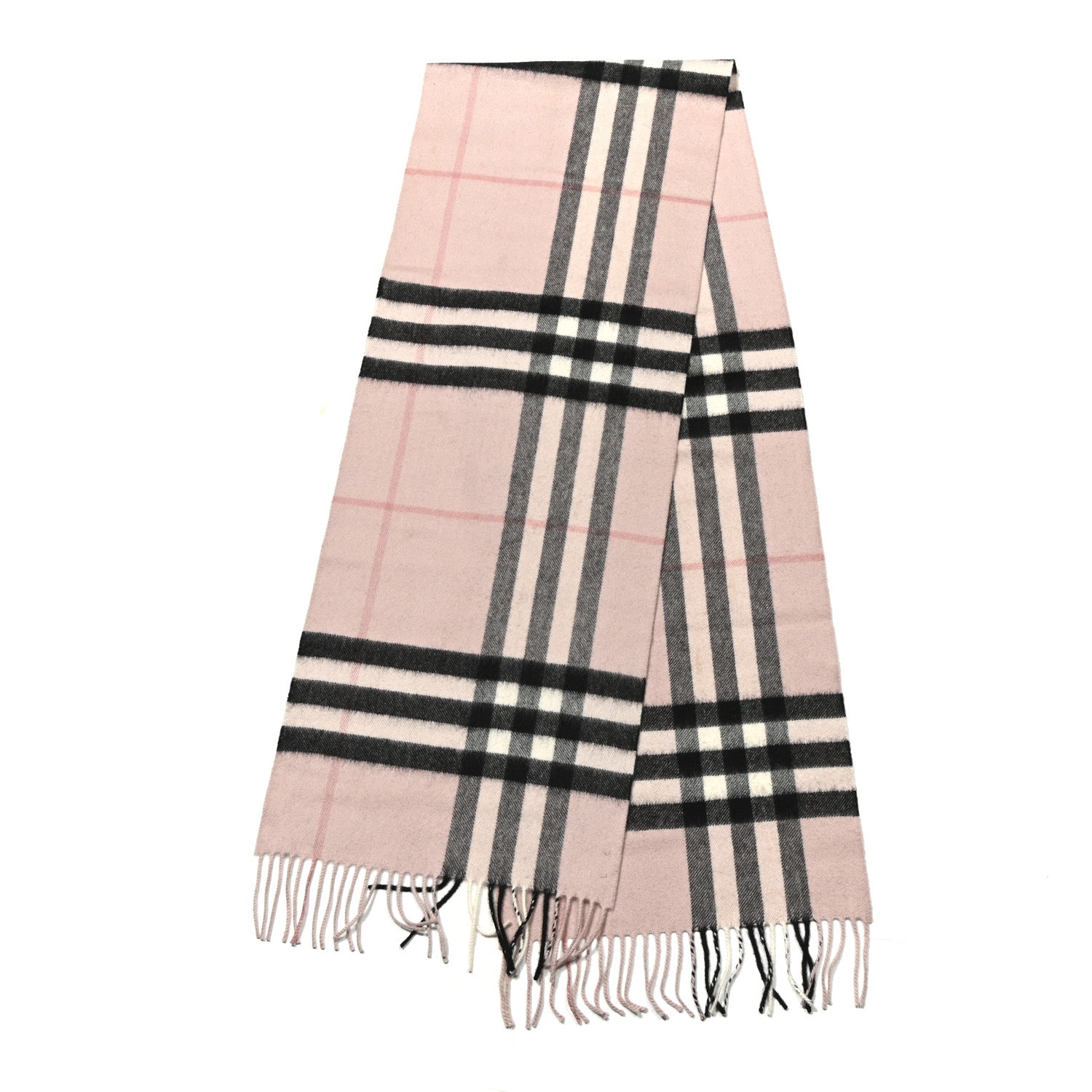 Burberry Cashmere Giant Heritage Check Fringe Scarf Ash Rose 2 of 3