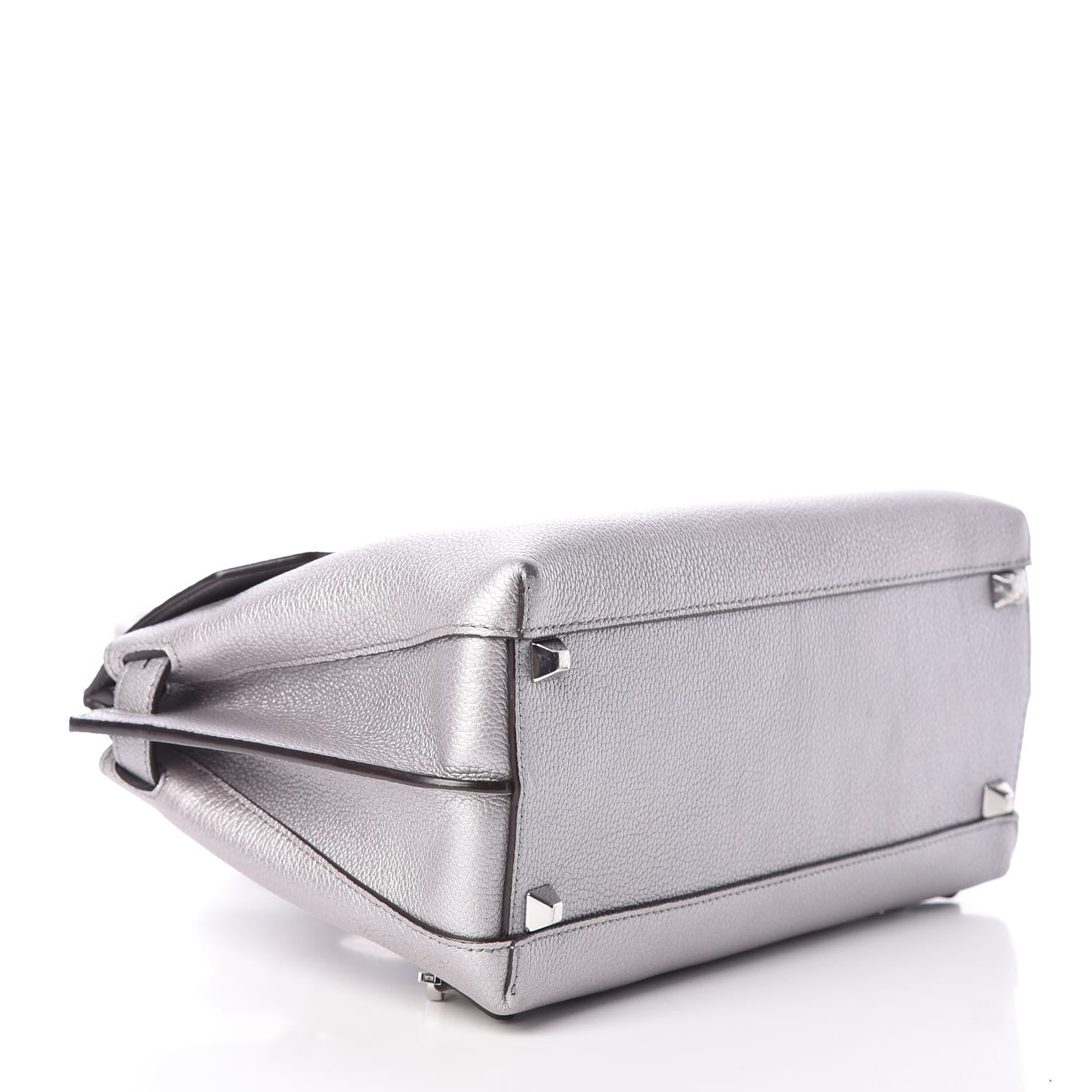 MCM Metallic Grained Calfskin Medium Milla Convertible Backpack Spike Silver 4 of 13