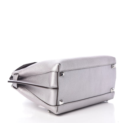 MCM Metallic Grained Calfskin Medium Milla Convertible Backpack Spike Silver 4 of 13