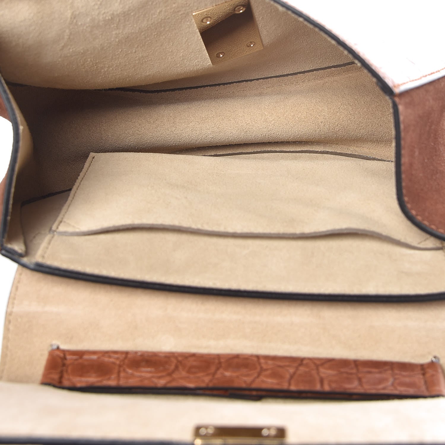 Chloe Calfskin Crocodile Embossed Drew Shoulder Bag Mahogany 5 of 12