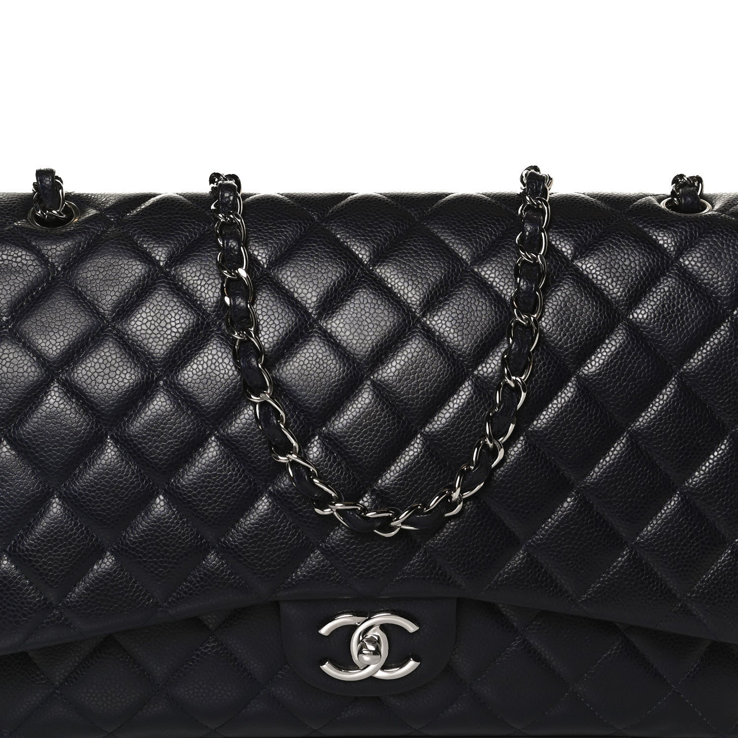 Chanel Caviar Quilted Maxi Double Flap Navy Blue 8 of 14